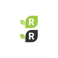 Letter R  logo leaf icon design concept vector