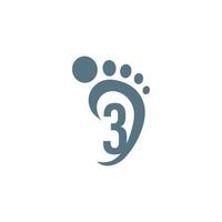 Number 3 icon logo combined with footprint icon design vector