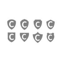 letter C on the shield logo icon vector