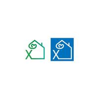 letra x casa con logotipo de icono de amor vector