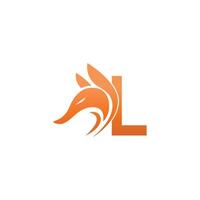 Fox head icon combination with letter L logo icon design vector