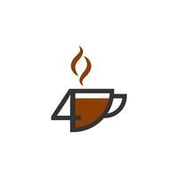 concepto de logotipo de número 4 de diseño de icono de taza de café vector