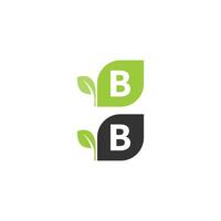 concepto de diseño de icono de hoja de logotipo de letra b vector