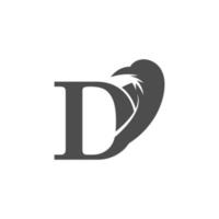 diseño de logotipo de icono de combinación de letra d y cuervo vector