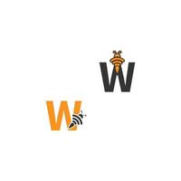 logotipo de diseño creativo de icono de abeja de letra w vector