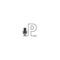 Letter P and podcast logo vector