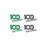 100 percent icon, natural, vegan,  organic, anniversary,label design illustration vector