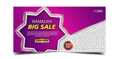 plantilla de banner horizontal de venta de ramadán vector