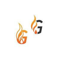 letra g y ondas de fuego, diseño de concepto de icono de logotipo vector