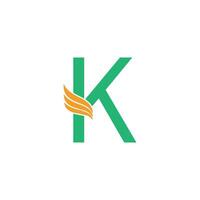 Letter K logo with wing icon design concept vector