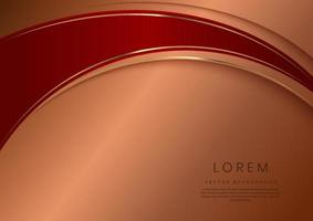 Abstract luxury red curves with elegant golden border on brown background space for text. Template design style. vector