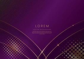 Abstract 3d violet curved layers background with lighting effect and sparkle with copy space for text. Luxury design style. vector