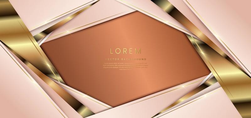 Abstract luxury template background 3d soft brown overlapping with gold lines. Luxury style.