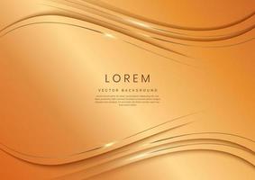 Abstract 3d gold curve template luxury on gold background with space for text. vector