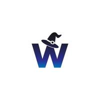 Letter W witch hat concept design vector