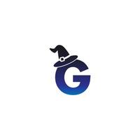 Letter G witch hat concept design vector