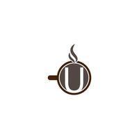 diseño de logotipo de icono de letra temática de taza de café caliente vector