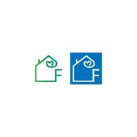 Letter F house with love icon logo vector