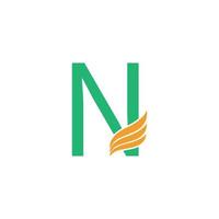 Letter N logo with wing icon design concept vector