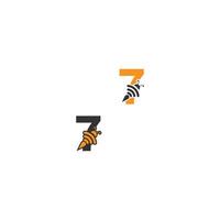 Number 7 bee icon  creative design logo vector