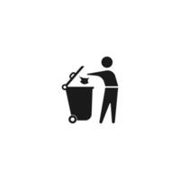 Trash and man icon vector