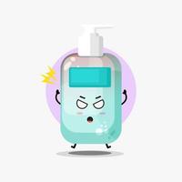 Cute hand sanitiser character is angry vector