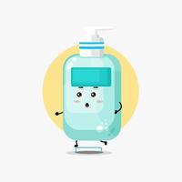 Funny hand sanitiser character running competition vector