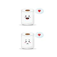 Cute toilet paper character with happy and sad expressions vector