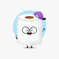 lindo personaje de papel higiénico con sombrero vector