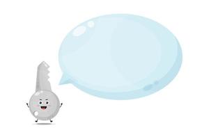 Cute key character with bubble speech vector