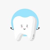 Illustration of cute tooth character meditating vector