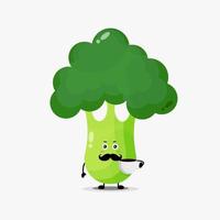 Cute broccoli character with coffee cup vector