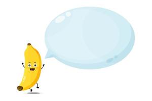 Cute banana character with bubble speech vector
