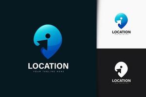 Arrow location logo design with gradient vector