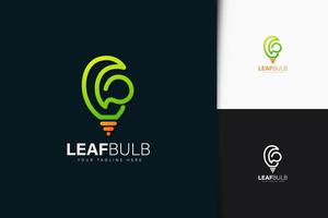 Leaf bulb logo design with gradient vector