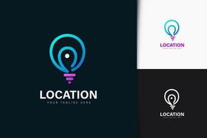 Bulb location logo design with gradient vector