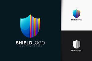 Shield logo design with gradient vector