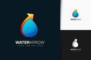 Water arrow logo design with gradient vector