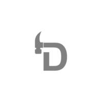 Letter D and hammer combination icon logo design vector