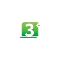 Number 3 logo icon with medical cross design vector