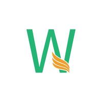 Letter W logo with wing icon design concept vector