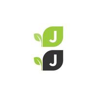 concepto de diseño de icono de hoja de logotipo de letra j vector