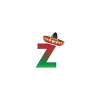 diseño de concepto de sombrero mexicano letra z vector