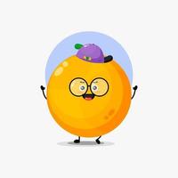 Cute orange character wearing a hat vector