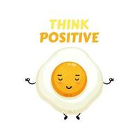 Positive Thinking, cute egg doing meditation