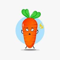 Cute carrot character is angry vector