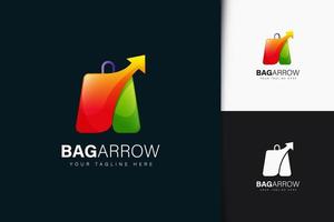 diseño de logotipo de flecha de bolsa con degradado vector