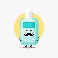 lindo personaje desinfectante de manos con bigote vector