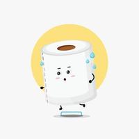 Funny toilet paper character running competition vector