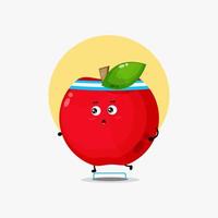 Cute red apple character running competition vector